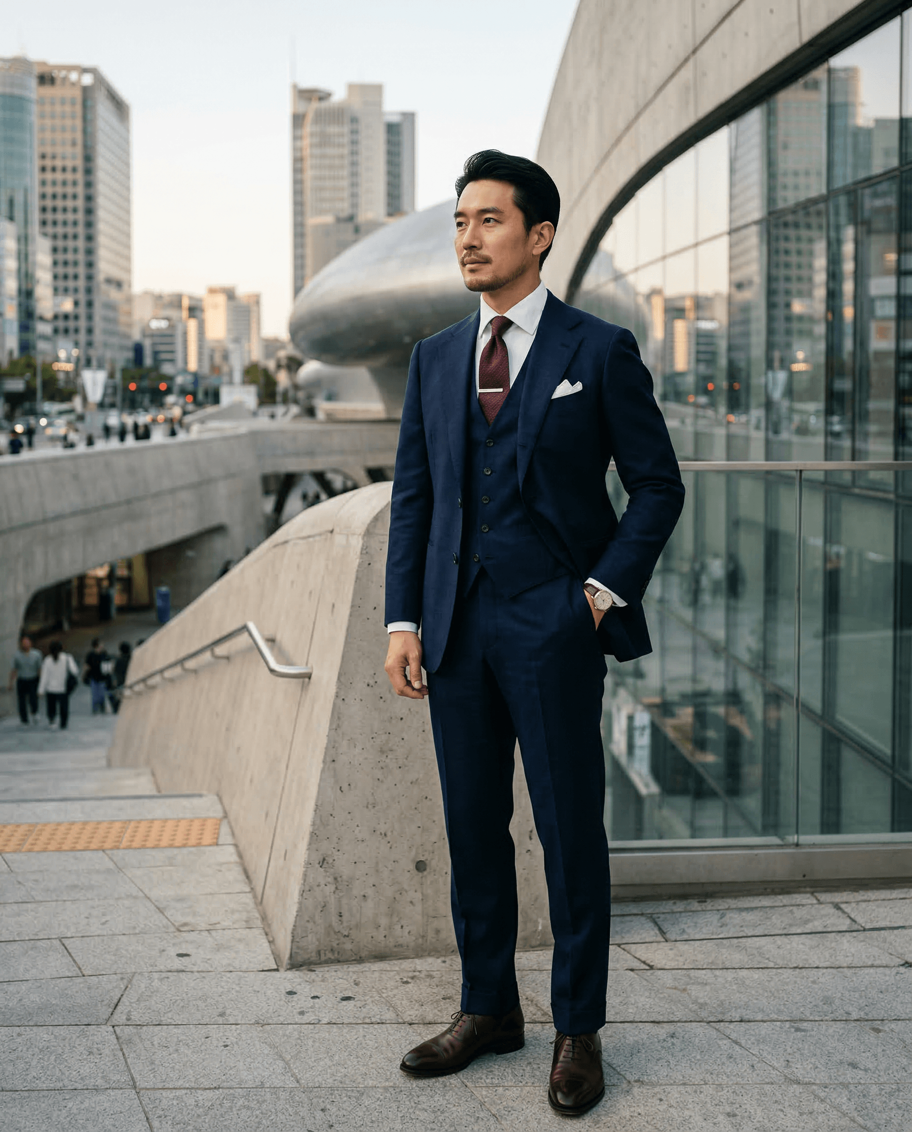 도시 배경의 비즈니스 수트 이미지